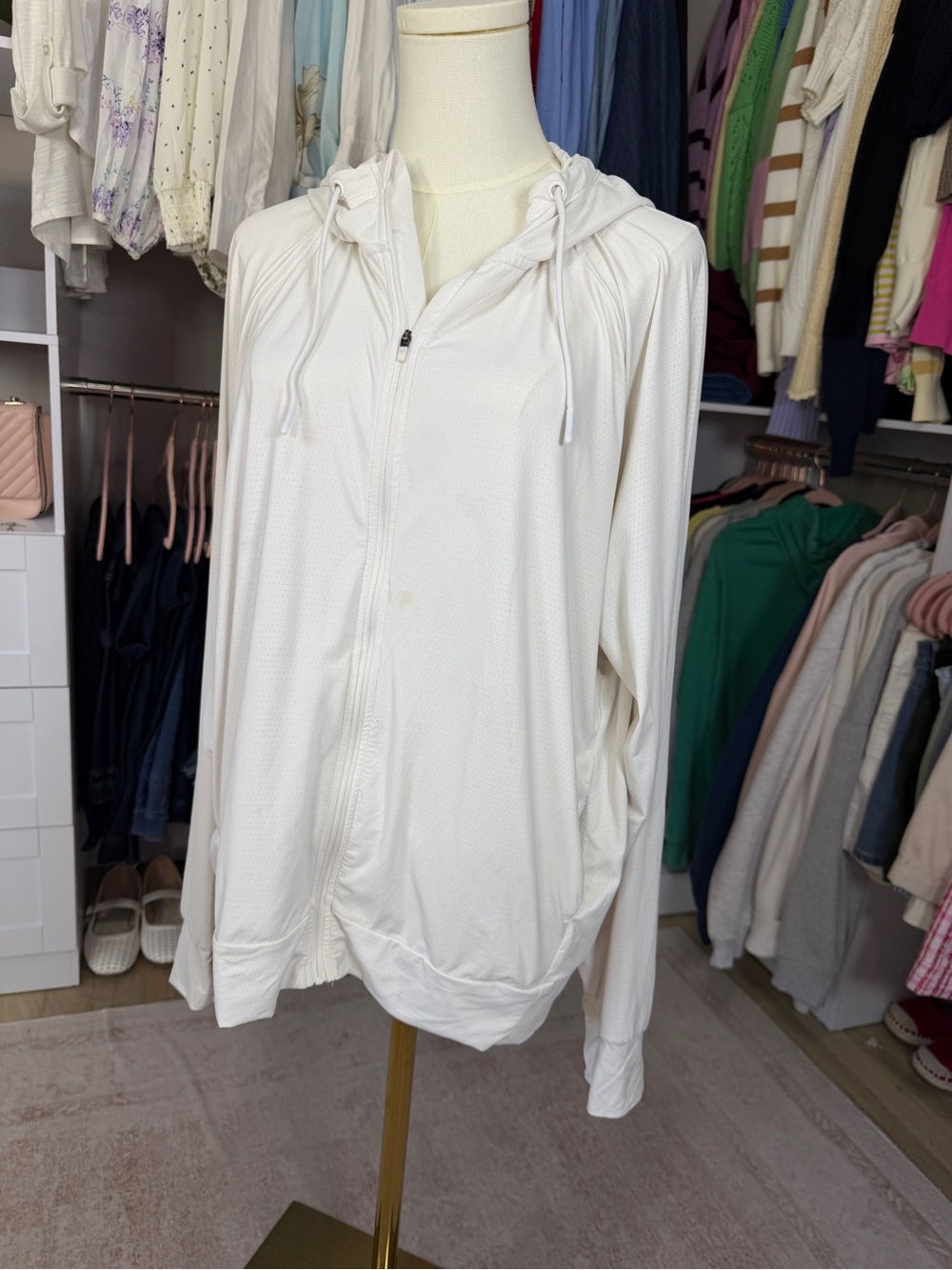 Mondetta White Lightweight Hooded Zip Jacket